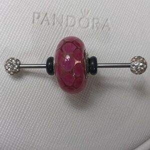 Pandora XL Vintage Silver Pink Murano Glass Charm RAHTF